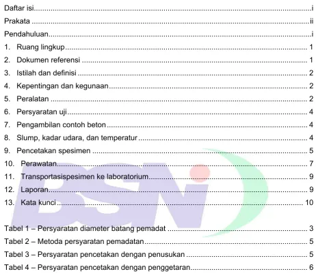 Tabel 1 – Persyaratan diameter batang pemadat ..................................................................