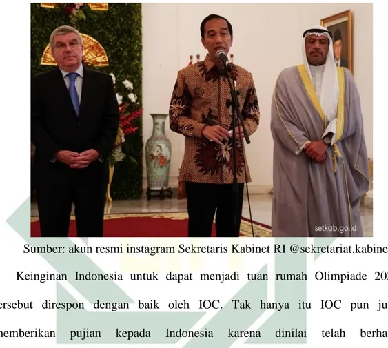 Gambar 1.1. Presiden Jokowi saat menyampaikan keinginan Indonesia menjadi tuan  rumah Olimpiade 2032