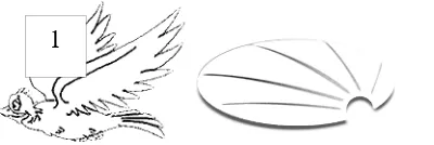 Gambar 5. Objek Pendukung yaitu burung (1) dan daun (2).   