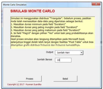 Gambar 2. Tampilan Antar Muka (Interface) Aplikasi Simulasi Monte Carlo 