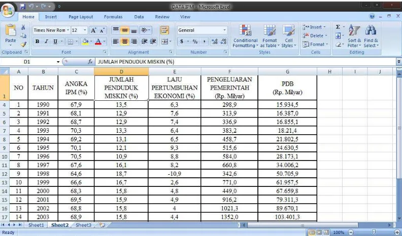 Gambar 5.1. Input Data dalam Excel 