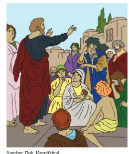 Gambar 3.1 Petrus berkhotbah pada hari Pentakosta.