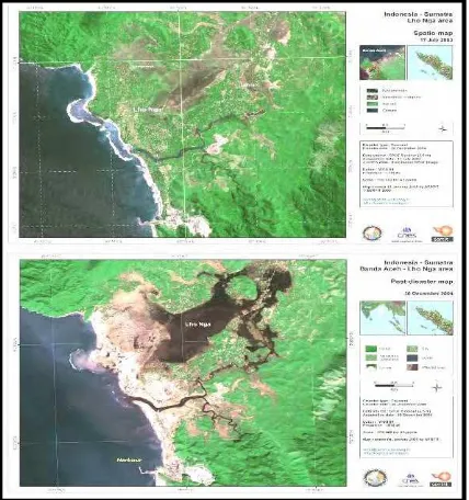 Gambar 4: Kecamatan Lhoknga Sebelum dan Sesudah Tsunami 26 Desember 