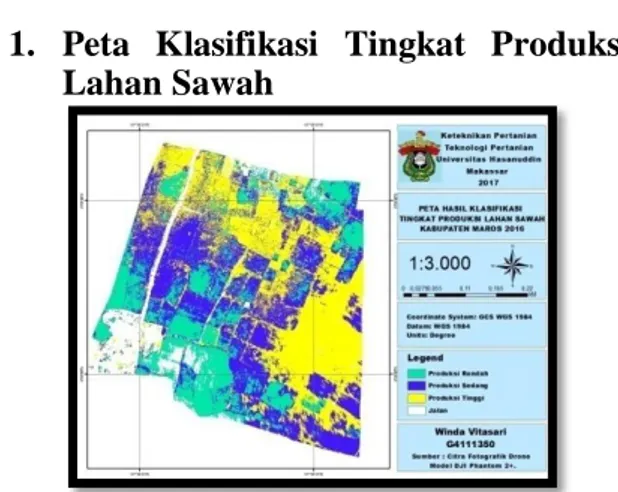 Gambar 7. Peta Klasifikasi Tingkat  Produksi Lahan Sawah Desa Alatengngae 