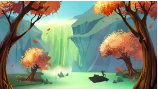 Gambar 5. Digital illustration. The flow of waterfall  (sumber : artstation) 