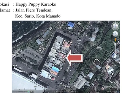 Gambar 2. Foto Udara Posisi Happy Puppy Karaoke (1 0 28 1  LU, 124 0 49 1  BT)  Sumber : Google Map, 2015 