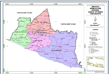 Gambar 3.1 Peta Administrasi Daerah istimewa Yogyakarta, 2013. 