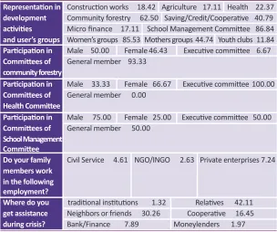 Table 4: Representation in development activities and user’s groups