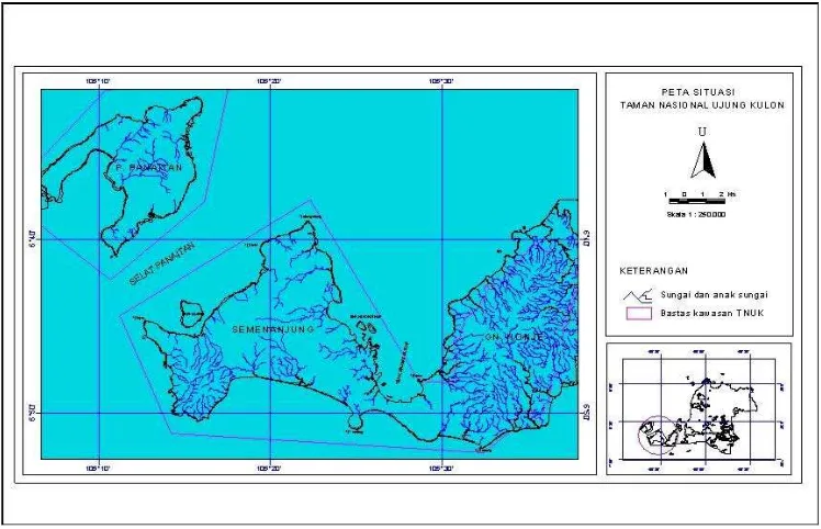 Gambar 3.  Peta situasi Taman Nasional Ujung Kulon 
