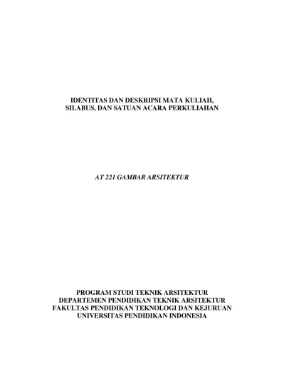 IDENTITAS DAN DESKRIPSI MATA KULIAH, SILABUS, DAN SATUAN ACARA ...