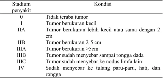 Tabel 1.2 Klasifikasi Stadium Klinik Kanker Payudara   Stadium 