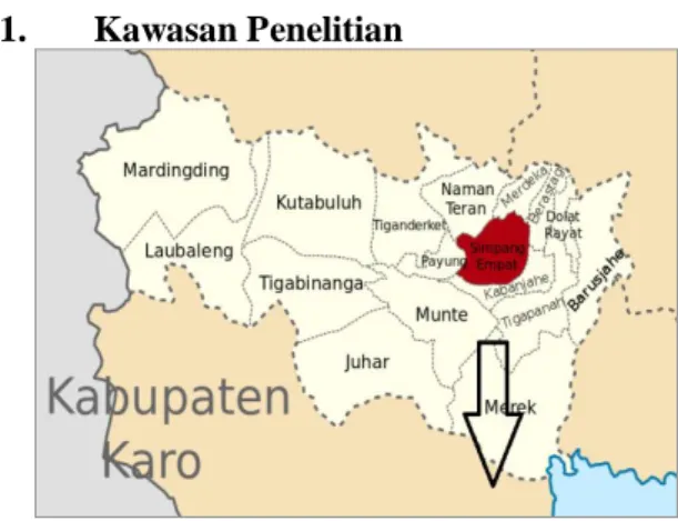 Gambar 2. Peta lokasi Desa Budaya Lingga yang  berada di Kecamatan Simpang Empat 