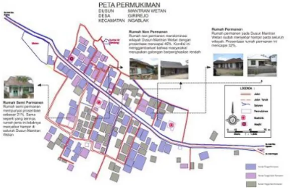 Tabel 1.Kondisi Bangunan di Dusun Mantran Wetan  No  Jenis Bangunan  Jumlah  Prosen 