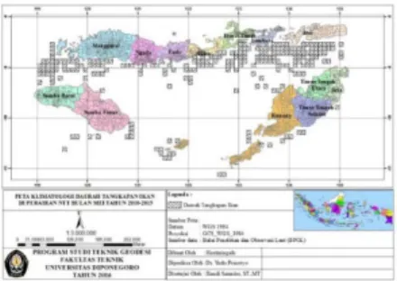 Gambar III.10 Peta Klimatologi Daerah Tangkapan Ikan di Perairan NTT Bulan Mei  Tahun 2010-2015 