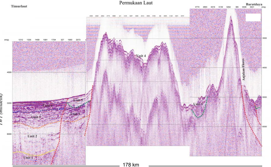Gambar 9.  Interpretasi Seismik Lintasan  FLRS-18