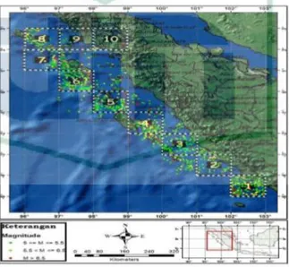 Gambar 6. Clustering Sumber Gempabumi di Sekitar Sumatera Barat (Adzkia, 2010) 