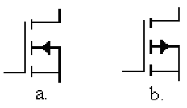 Gambar 2.4.2 Bagian (B) Simbol Transistor MOSFET Mode  Enhancement 