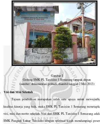 Gambar I Gedung SMK PL Tarcisius 1 Semarang tampak depan 