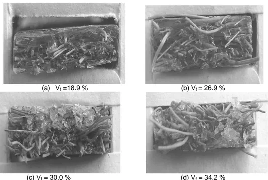 Gambar 3.4. Penampang patahan pengujian bending komposit   serat sabut kelapa pada berbagai fraksi volume 