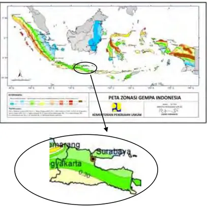 Gambar 2. 4 Peta Respon Spektra percepatan 1 detik untuk  probabilitas terlampaui 2% dalam 50 tahun