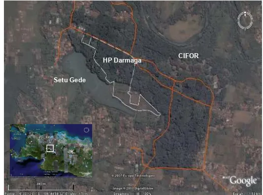 Gambar 2  Lokasi pembangunan penangkaran rusa timor di HP Dramaga, Bogor (Sumber: Setio 2008).
