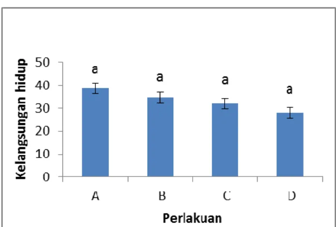 Gambar 7. Grafik kelangsungan hidup larva  ikan lele (Clarias gariepinus.) 