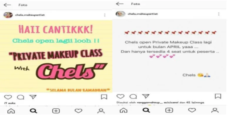 Gambar 8. Postingan Iklan Privat Makeup Class  8.  Iklan pejualan mixing foundation (2 postingan)