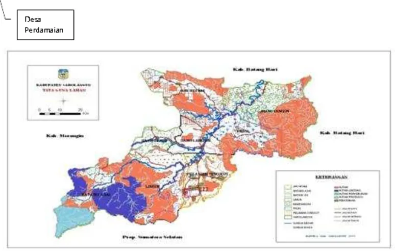 Gambar 2.Peta Lokasi Desa Perdamaian, Kecamatan Singkut KabupatenSarolangun3.2.  Kondisi Sosial Ekonomi