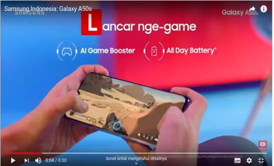 Gambar 4.2 Screen Shoot Video “Iklan Samsung Galaxy A50” 