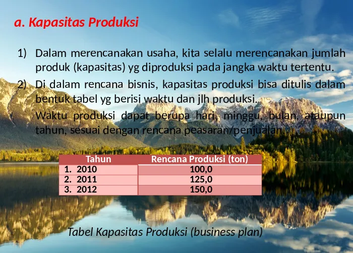 Tabel Kapasitas Produksi (business plan)