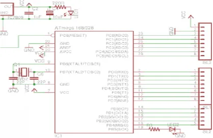 Gambar 3.2 Rangkaian Mikrokontroler AT-Mega 328p          