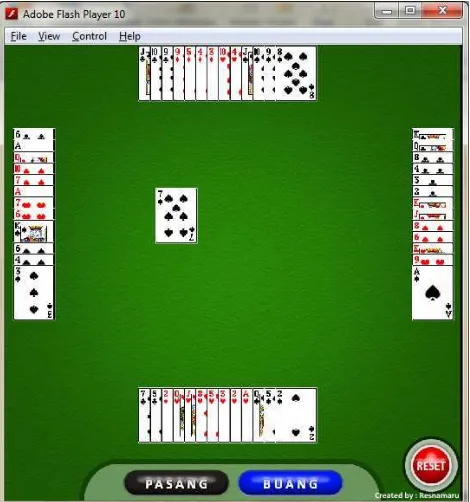 Gambar 5.3  Player4 (Virtual Player) Memiliki Kartu Tujuh Bertipe Spade 