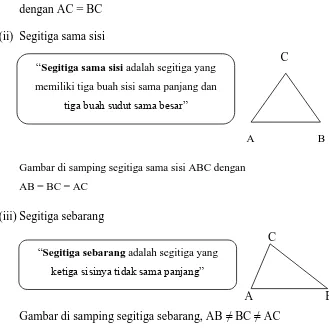 Gambar di samping segitiga sebarang, AB ≠ BC ≠ AC 