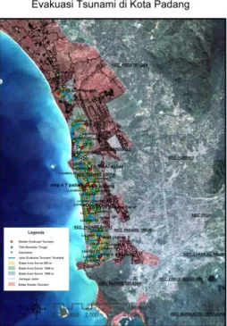 Gambar 9. Peta Hasil Network Analysis Evakuasi Tsunami di Kota Padang 