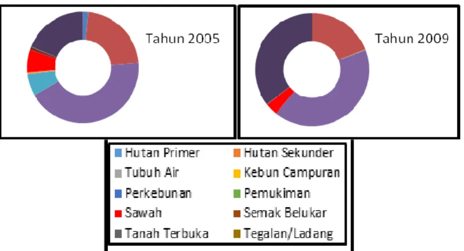 Gambar 3. Pola perubahan penggunaan lahan Sub Sub DAS Cikujang (2005-2009) 