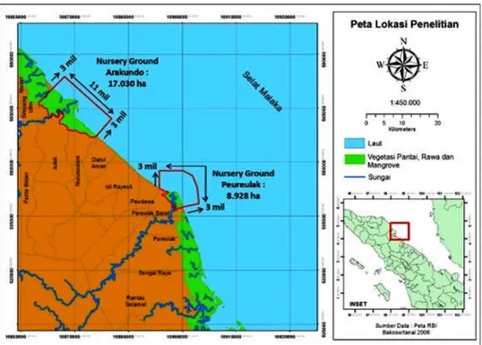 Figure 5. Nursery ground and its area of conservation in East Aceh waters.