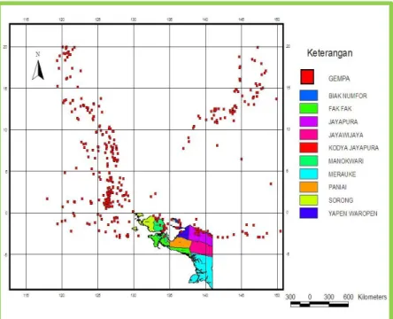 Gambar 4. Peta Keseluruhan Sebaran Gempa Pada Bujur 100 0  BT - 150 0  BT 