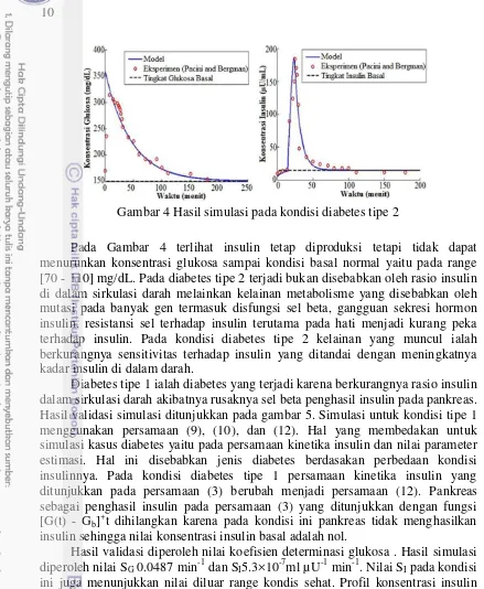 Gambar 4 Hasil simulasi pada kondisi diabetes tipe 2 