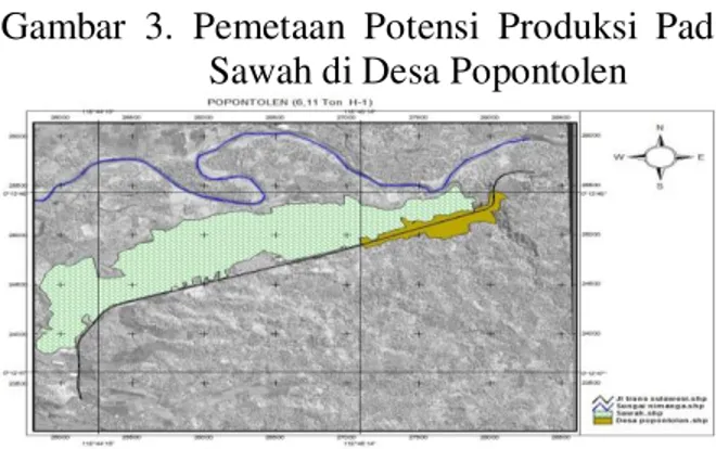 Gambar  3.  Pemetaan  Potensi  Produksi  Padi  Sawah di Desa Popontolen