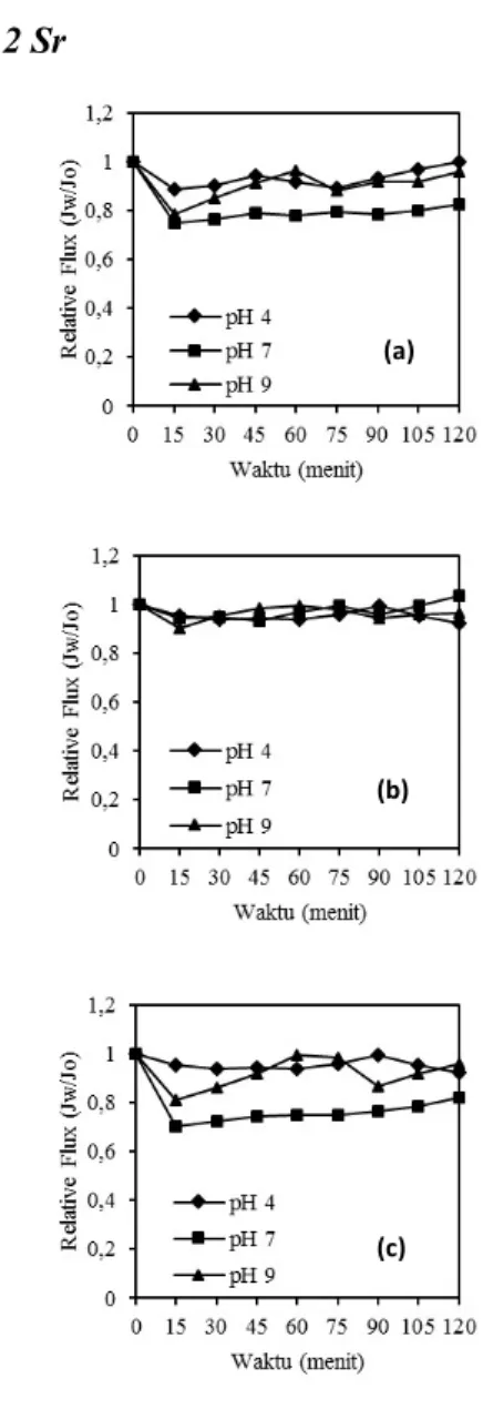 Gambar 6. Profil relative flux Sr  terhadap waktu pada tekanan (a) 4 bar 