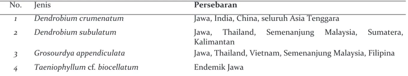 Table 4. Epiphytic orchids distribution of CA Sempu, East Java with other locations