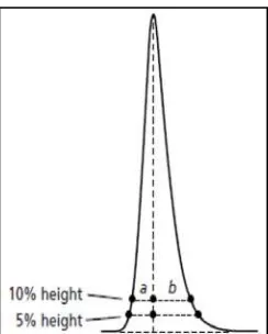 Gambar 2.7 Pengukuran derajat asimetris puncak (Dolan, 2003). 