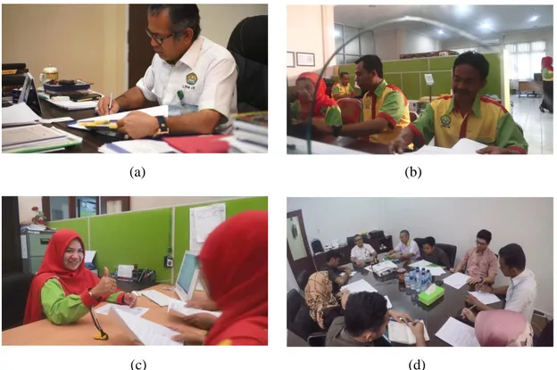 Gambar 8. Etos kerja yang ditampakkan dalam video (a)(b)(c)(d)  (Sumber Hasil Produksi di LPPM Universitas Riau) 