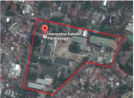 Gambar 2. Denah kampus Unpar (sumber: google maps tahun 2016) 