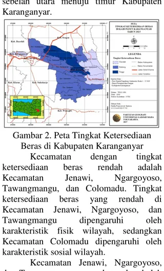 Gambar 2. Peta Tingkat Ketersediaan  Beras di Kabupaten Karanganyar 