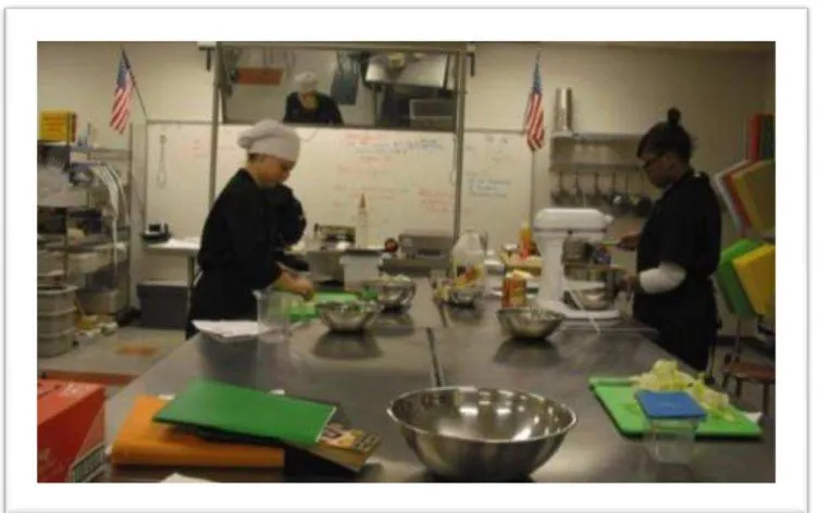 Figure 1. The students are cooking in the lab practices ( Cluster  Business and Management Cluster, Culinary Arts Programs) 
