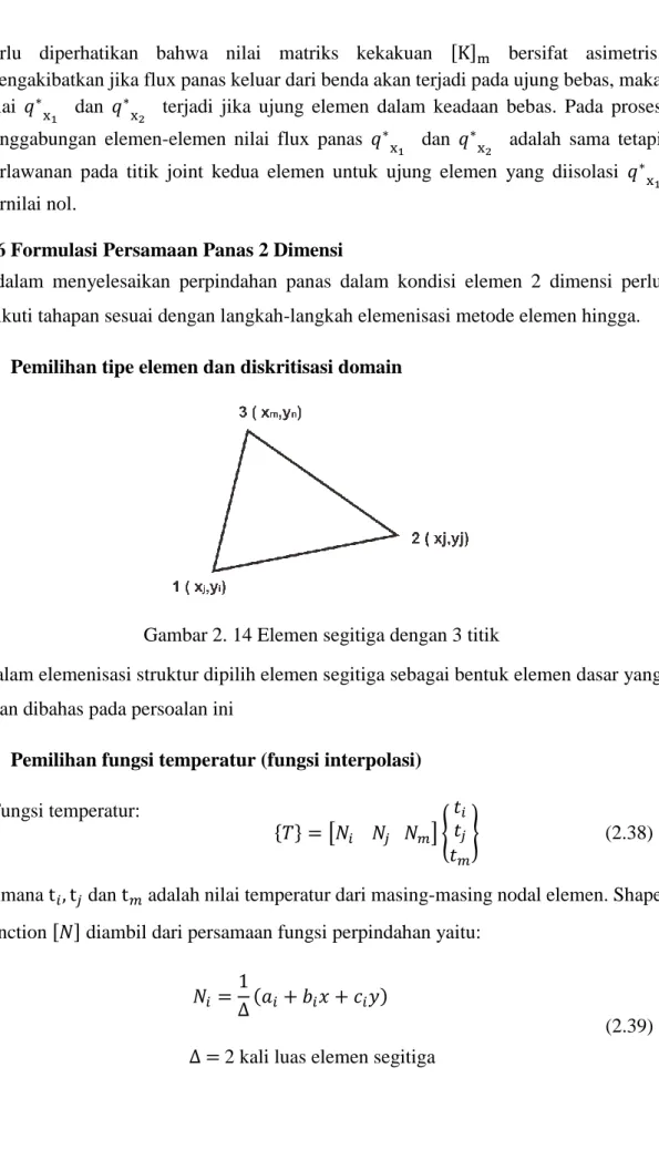 Gambar 2. 14 Elemen segitiga dengan 3 titik 