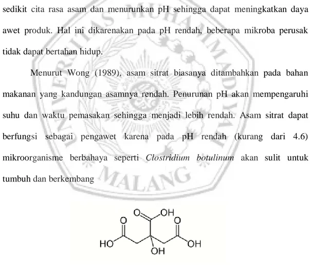 Gambar 3. Struktur Kimia Asam Sitrat 