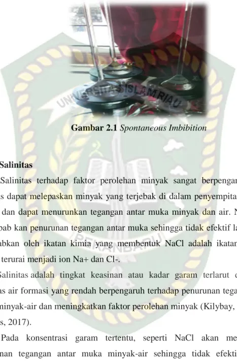 Gambar 2.1 Spontaneous Imbibition 