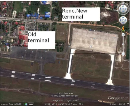 Gambar 1.2 Lokasi Terminal Lama dan Rencana Lokasi Terminal  Baru Bandara Syamsudin Noor Banjarmasin 